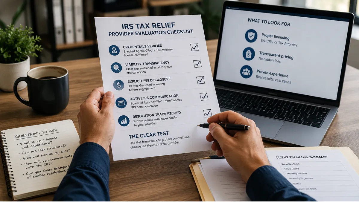 How to Evaluate IRS Tax Relief Providers Without Getting Burned: A Practitioner’s Framework